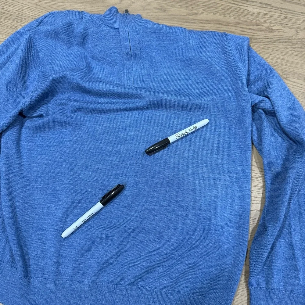 Banana Republic 100%‎ Merino Wool Quarter-Zip Sweater Blue Large Layering